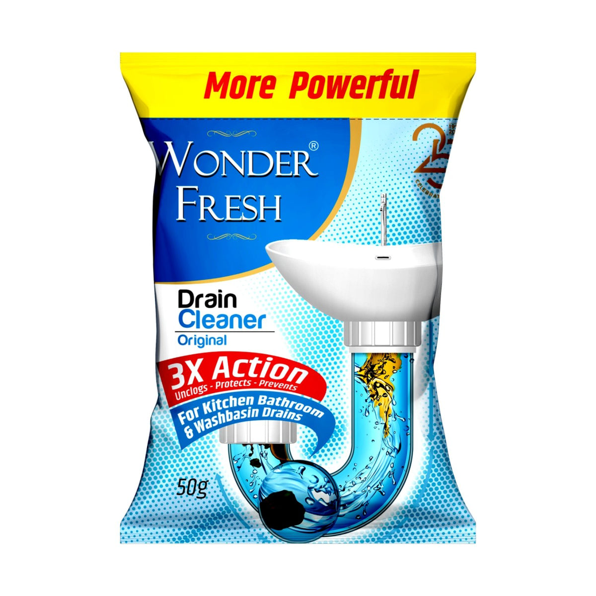 1383 All Pipe Safe Drain Cleaner Powder Clear Clogged Sinks Pipes 50 Gram Pack